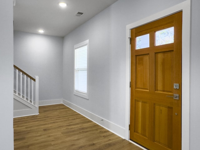 foyer featuring wood-type flooring