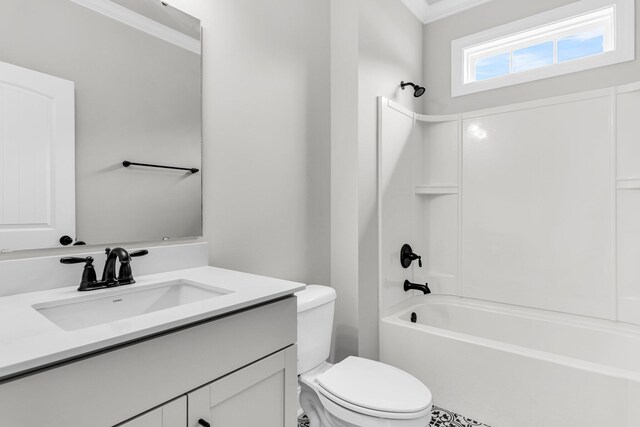 512 Pontoon Rd, Huger, SC 29450 - full bathroom featuring toilet, vanity, shower / bath combination, and crown molding