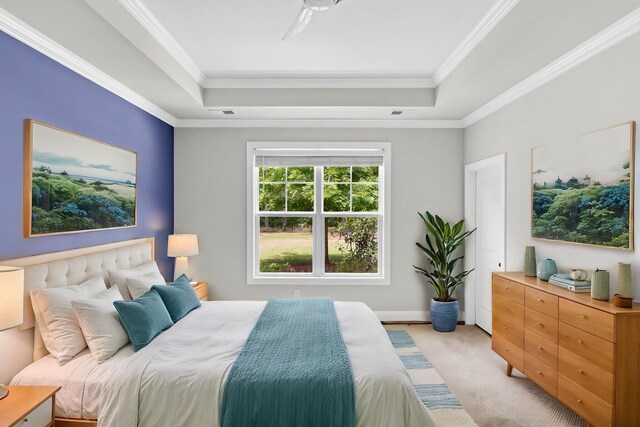 512 Pontoon Rd, Huger, SC 29450 - bedroom featuring a tray ceiling, light carpet, ornamental molding, and baseboards