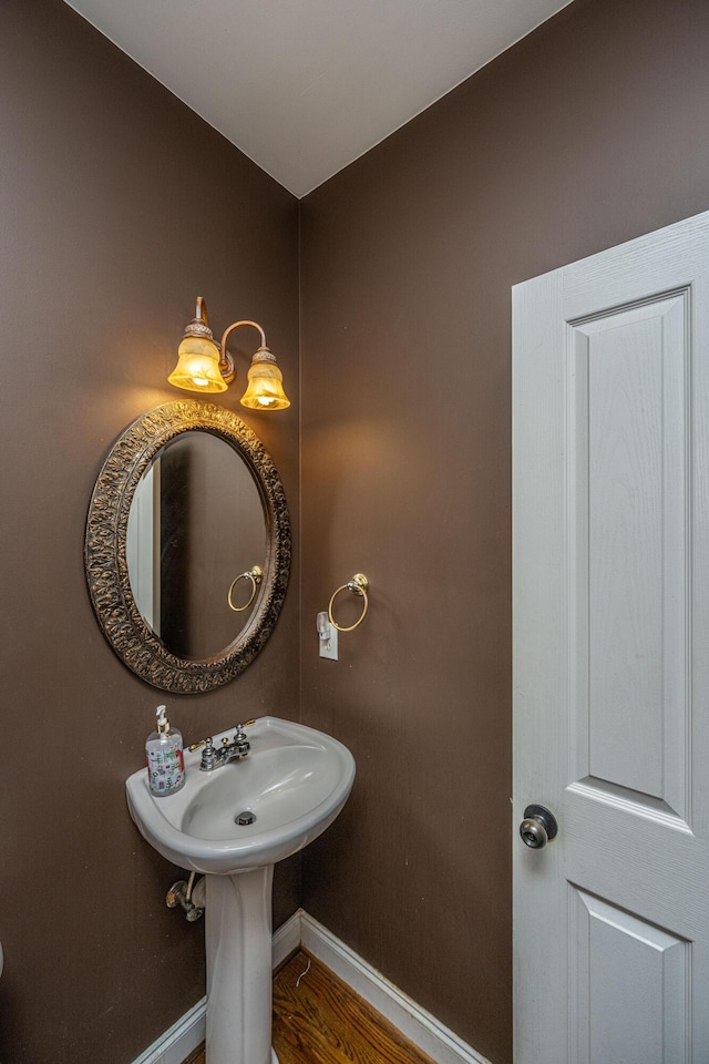 bathroom featuring wood-type flooring