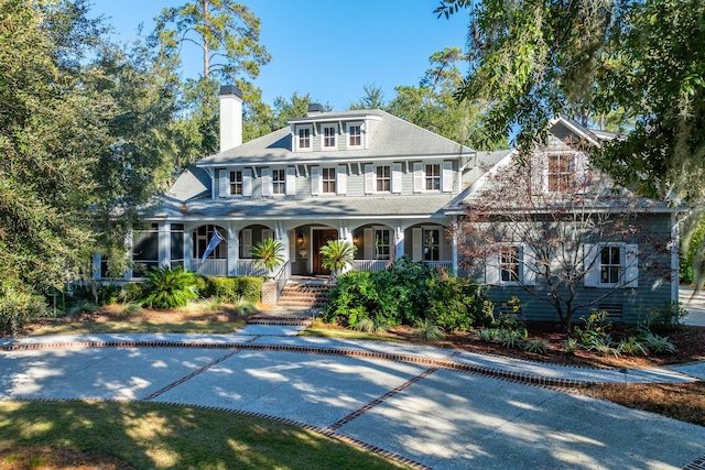 view of front facade featuring covered porch