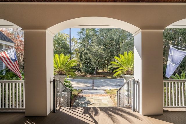 entryway featuring dark wood-type flooring