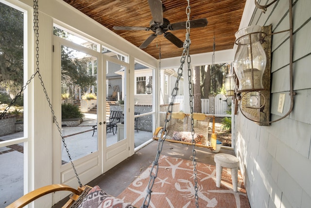 sunroom / solarium with wooden ceiling