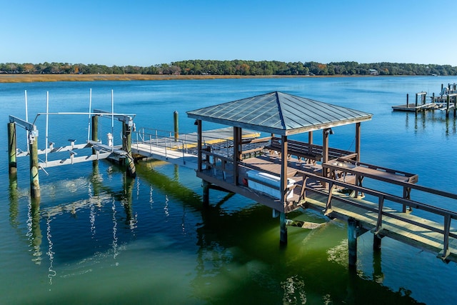 view of dock featuring a water view