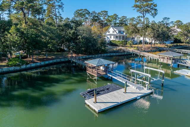 view of dock featuring a water view