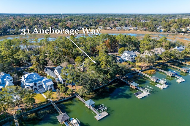 bird's eye view featuring a water view