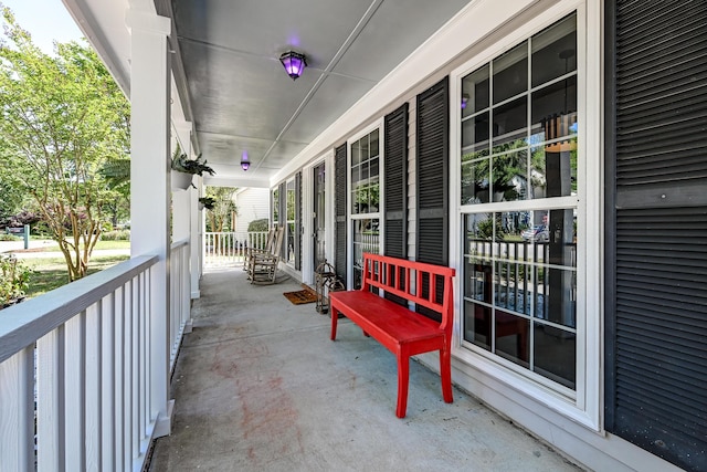 view of patio featuring a porch
