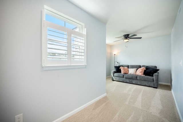 224 Wappoo Trace Ln, Summerville, SC 29486 - living room with baseboards, carpet floors, and ceiling fan