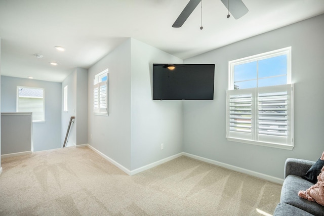224 Wappoo Trace Ln, Summerville, SC 29486 - unfurnished living room featuring carpet floors, baseboards, a ceiling fan, and recessed lighting