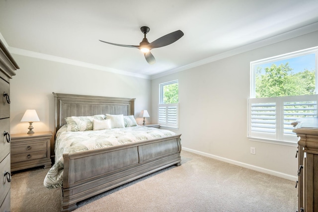 224 Wappoo Trace Ln, Summerville, SC 29486 - bedroom with baseboards, crown molding, carpet floors, and ceiling fan