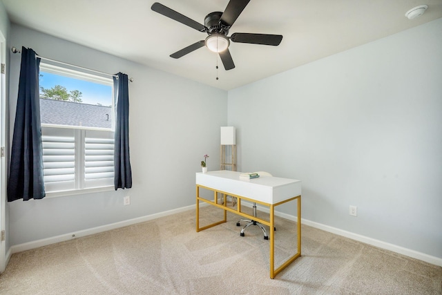 224 Wappoo Trace Ln, Summerville, SC 29486 - office area featuring baseboards, carpet flooring, and a ceiling fan