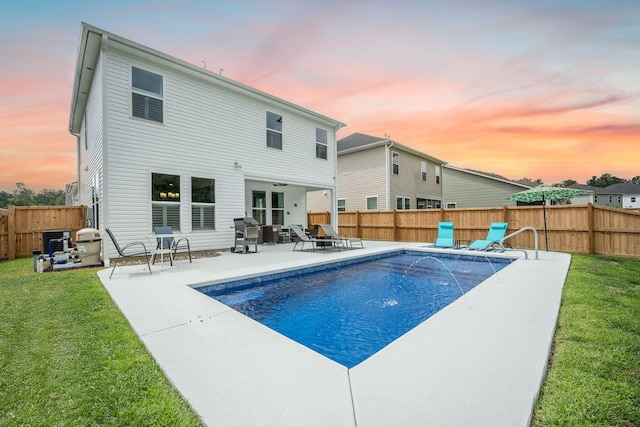 224 Wappoo Trace Ln, Summerville, SC 29486 - pool at dusk with a patio and grilling area