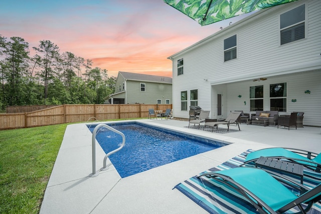224 Wappoo Trace Ln, Summerville, SC 29486 - view of pool with an outdoor hangout area, a patio, and ceiling fan