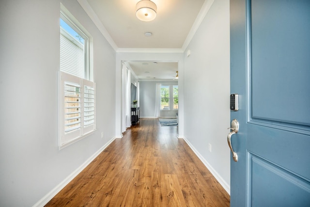 224 Wappoo Trace Ln, Summerville, SC 29486 - entrance foyer with ornamental molding, wood finished floors, and baseboards