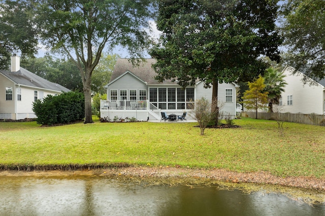 1232 Palmetto Peninsula Dr, Mount Pleasant, SC 29464 - back of house with a water view and a sunroom
