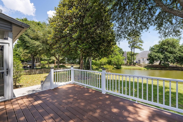 1232 Palmetto Peninsula Dr, Mount Pleasant, SC 29464 - wooden terrace with a water view and a yard