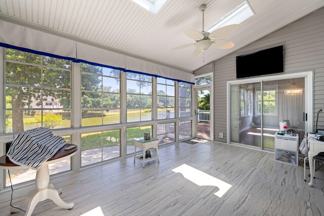 1232 Palmetto Peninsula Dr, Mount Pleasant, SC 29464 - sunroom / solarium with lofted ceiling, a ceiling fan, and a skylight