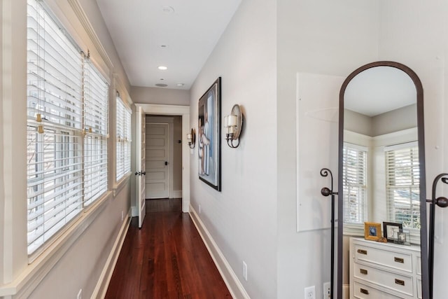 hall featuring dark wood-type flooring