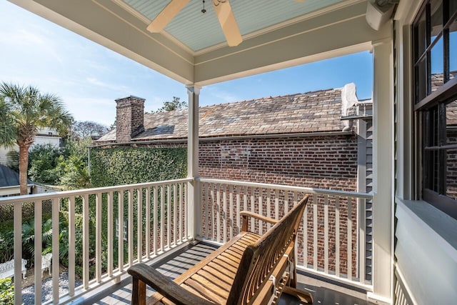 balcony with ceiling fan