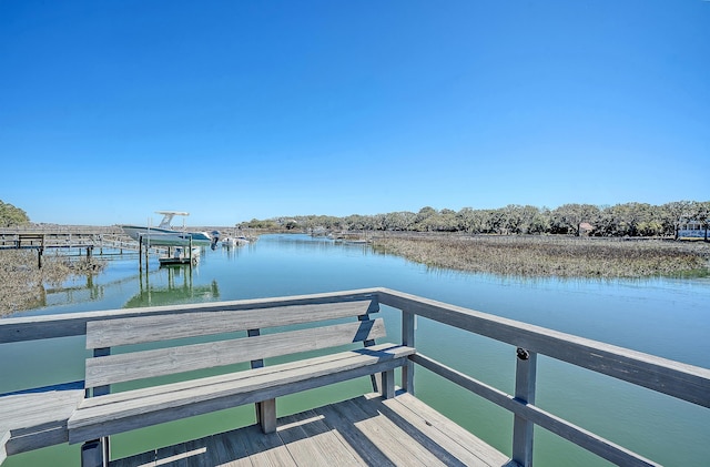 view of dock featuring a water view