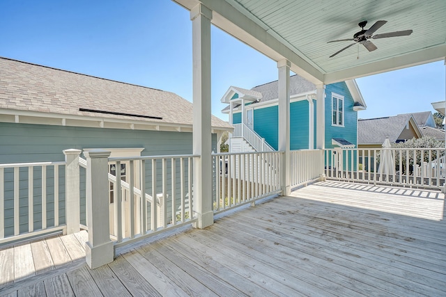 deck featuring ceiling fan