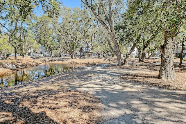 view of road featuring a water view