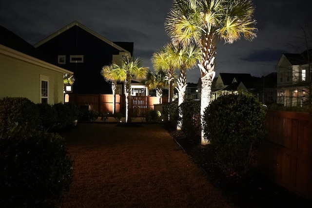 yard at twilight with fence