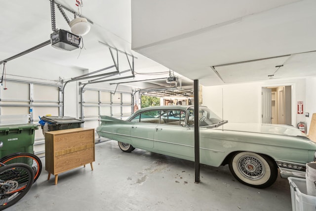 garage with a garage door opener