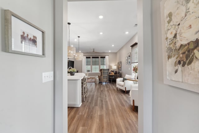 hall featuring light hardwood / wood-style floors