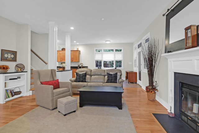 living room featuring light hardwood / wood-style flooring