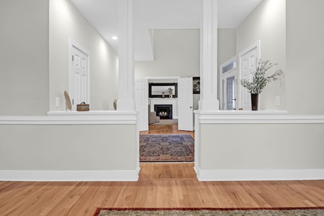 hallway featuring wood-type flooring