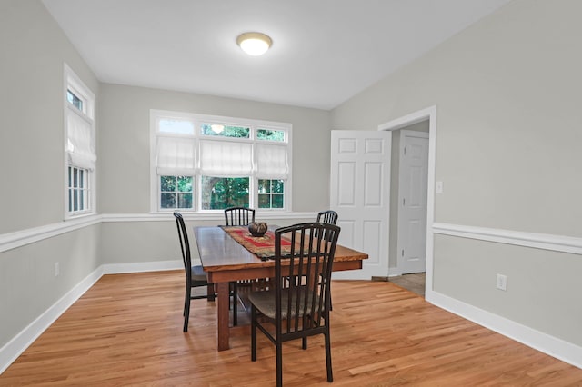 dining room with light hardwood / wood-style floors