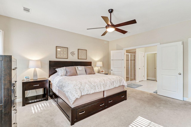 235 Club Gate, Bluffton, SC 29910 - bedroom with baseboards, visible vents, light carpet, and ceiling fan