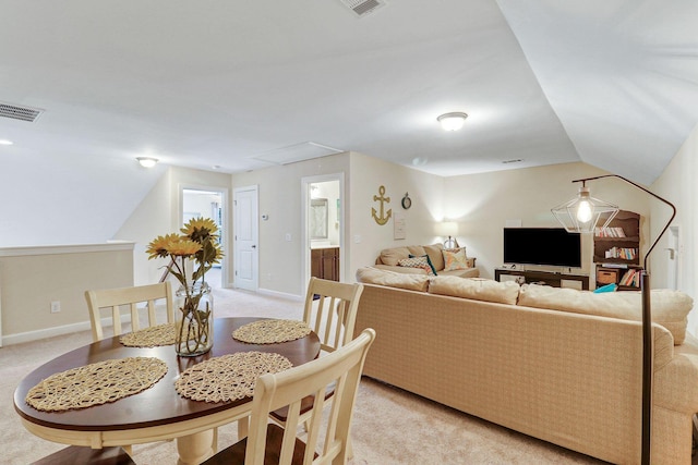 235 Club Gate, Bluffton, SC 29910 - dining area with attic access, lofted ceiling, and light carpet