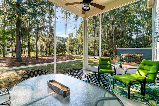 235 Club Gate, Bluffton, SC 29910 - sunroom featuring a healthy amount of sunlight, outdoor dining space, and a ceiling fan