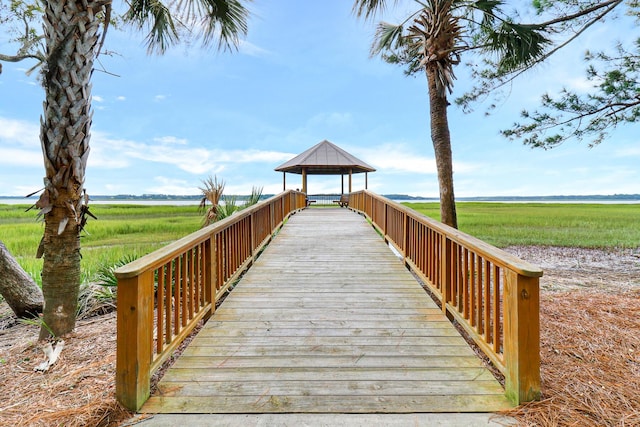235 Club Gate, Bluffton, SC 29910 - view of dock featuring a rural view and a gazebo