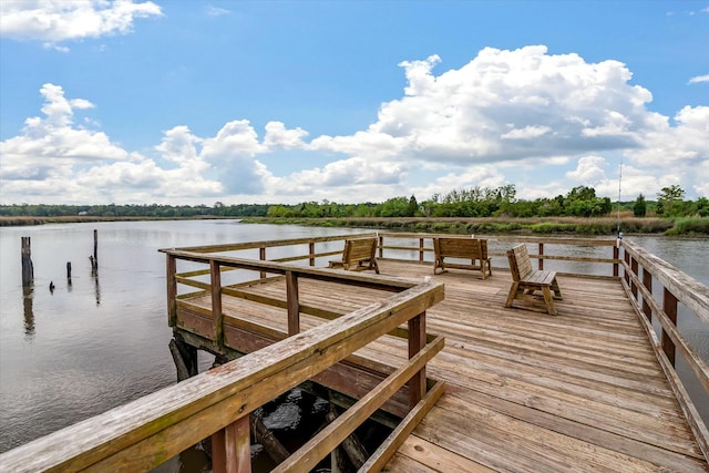 dock area featuring a water view