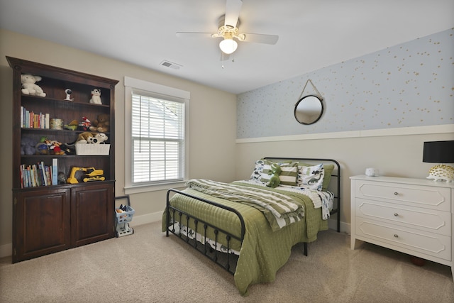 3705 Sandy Gate Ln, Mount Pleasant, SC 29466 - bedroom featuring carpet flooring, wallpapered walls, and ceiling fan