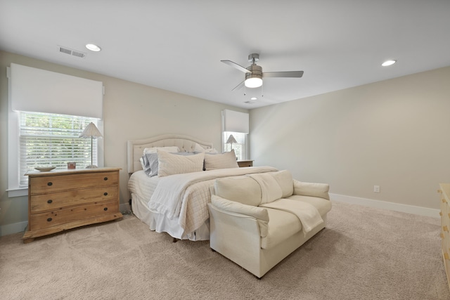 3705 Sandy Gate Ln, Mount Pleasant, SC 29466 - bedroom with light colored carpet, a ceiling fan, and recessed lighting