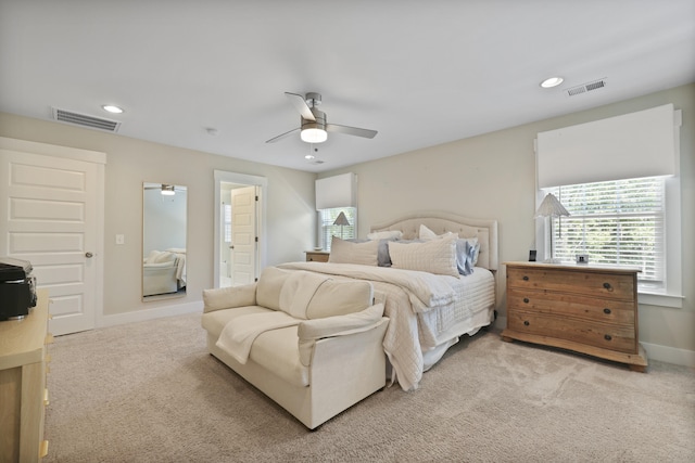 3705 Sandy Gate Ln, Mount Pleasant, SC 29466 - bedroom featuring light colored carpet, recessed lighting, and ceiling fan