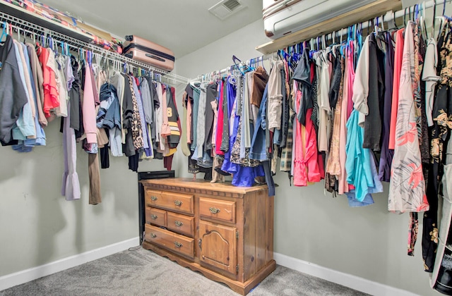 spacious closet with light colored carpet