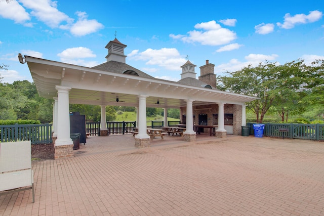 view of community with a gazebo and a patio area