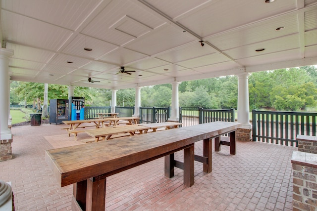 view of patio with ceiling fan