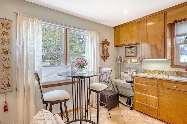 dining room with plenty of natural light