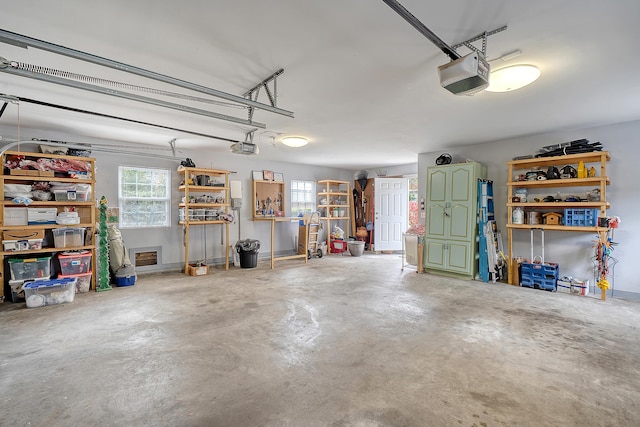 garage with a garage door opener