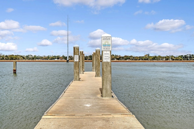 view of dock featuring a water view