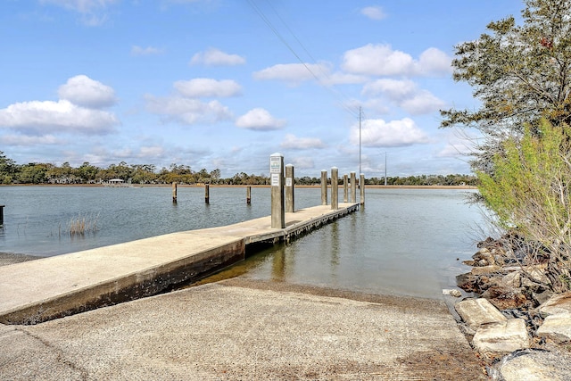 view of dock featuring a water view