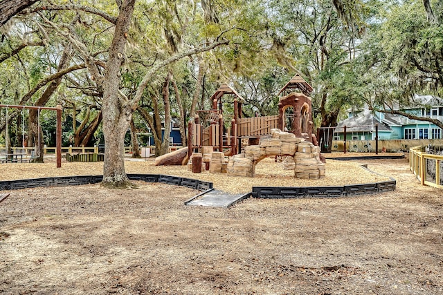 community play area with fence