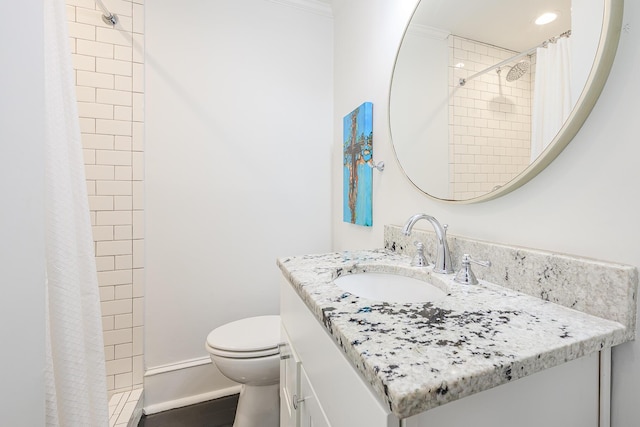 84 Bull St Unit F, Charleston, SC 29401 - bathroom with vanity, toilet, tiled shower, and wood finished floors