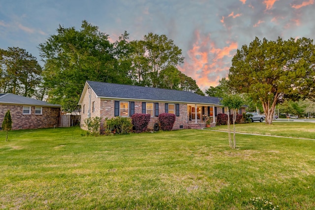 2506 Birkenhead Dr, Charleston, SC 29414 - ranch-style home featuring fence, crawl space, a front lawn, and brick siding